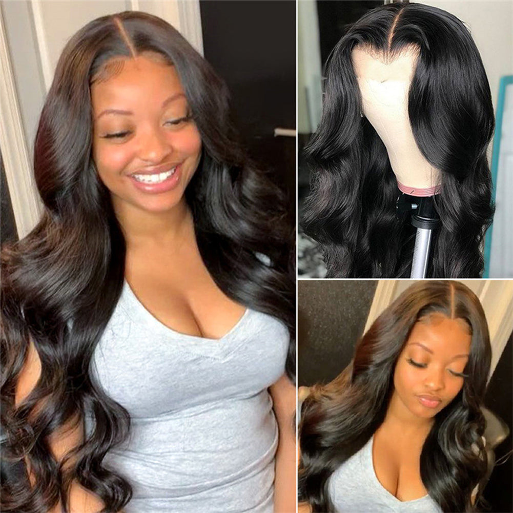 Deep Wave Wig with Bangs Brown Black Long Synthetic Heat Resistant | GlowHub