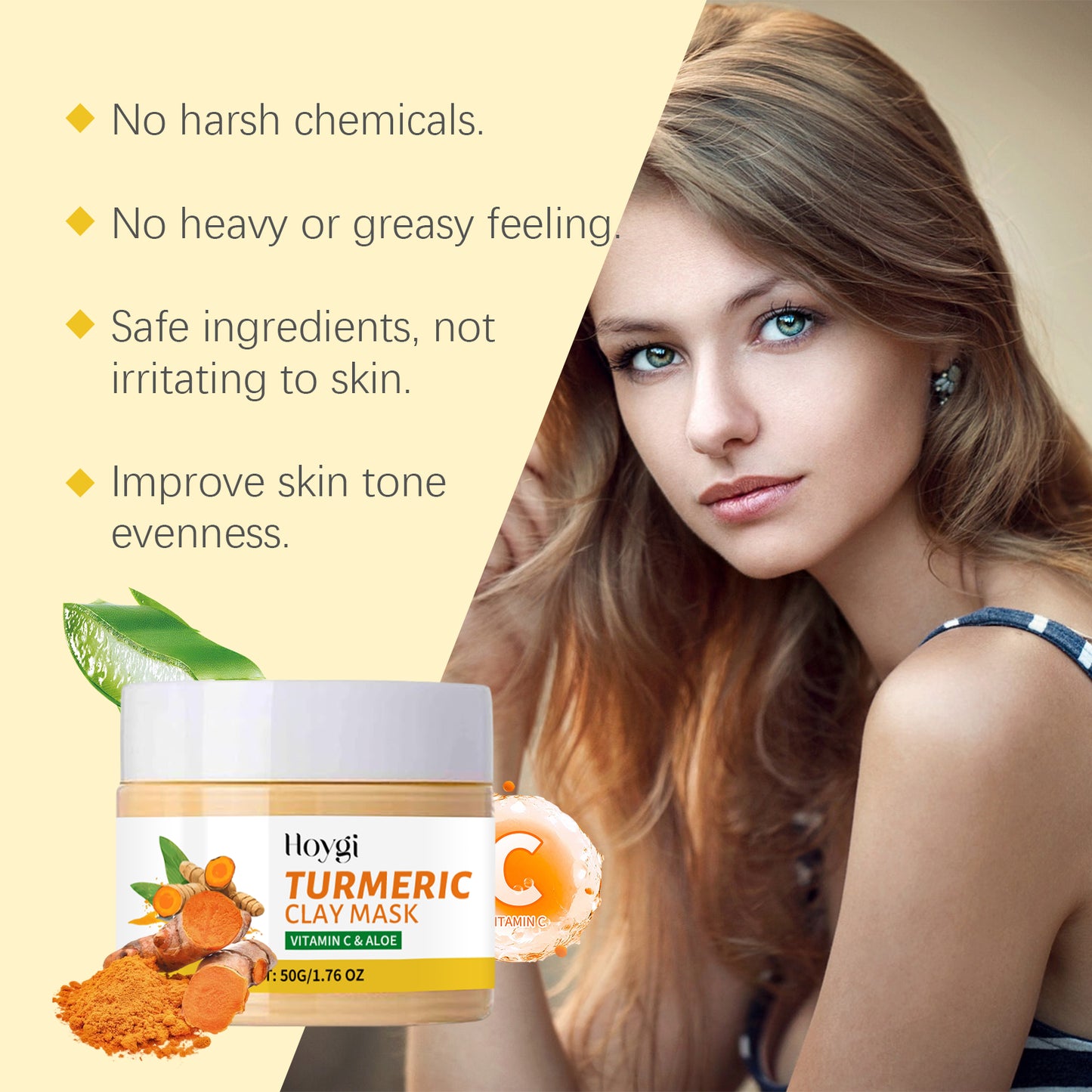 Turmeric Mud Mask with Vitamin C & Aloe Vera for Glowing Skin