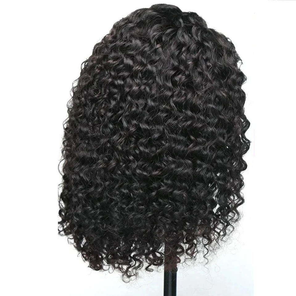 13x4 front lace deep curve bob wig human hair wig lace front with tight curls and natural volume.