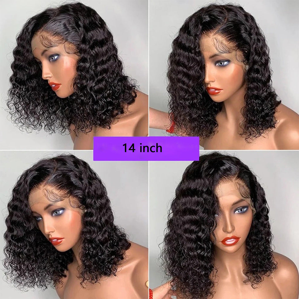 14 inch 13x4 front lace deep curve bob wig human hair wig lace front showcasing different angles