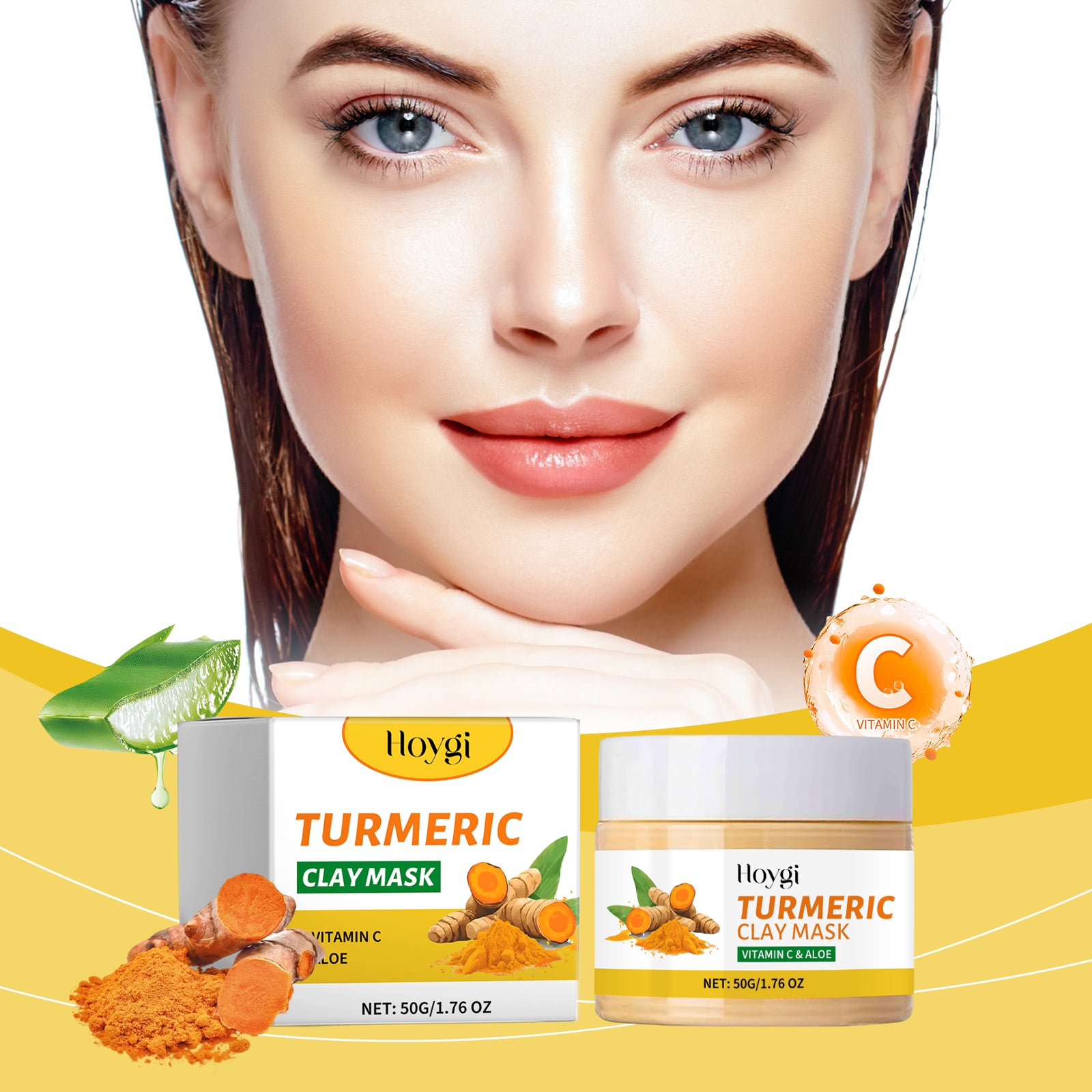 Turmeric Mud Mask with Vitamin C & Aloe Vera for Glowing Skin