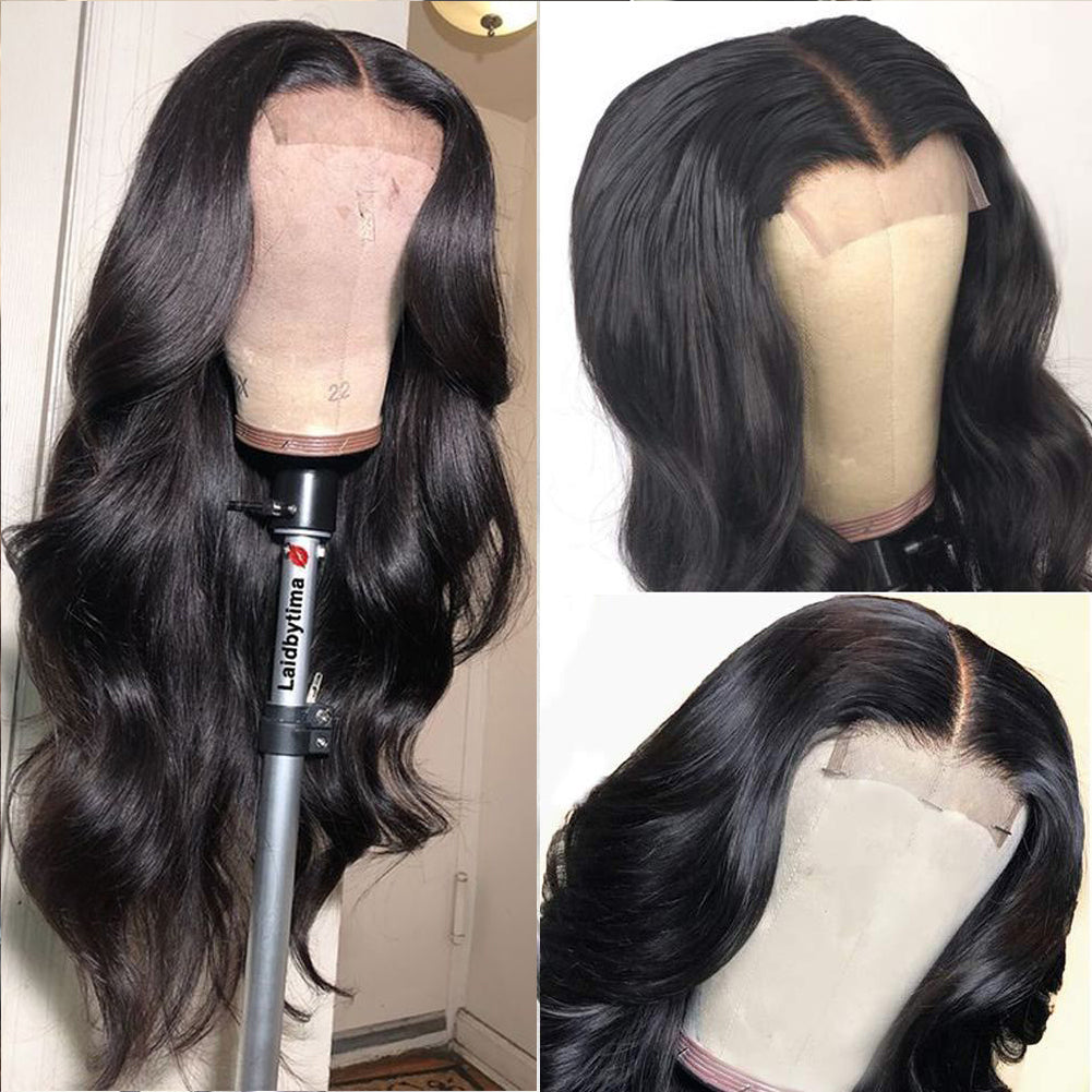 Deep Wave Wig with Bangs Brown Black Long Synthetic Heat Resistant | GlowHub