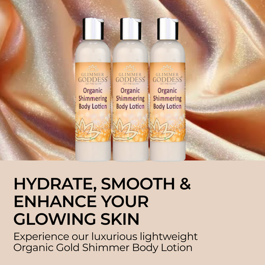 Organic Gold Shimmer Body Lotion – Buildable Luminous Glow