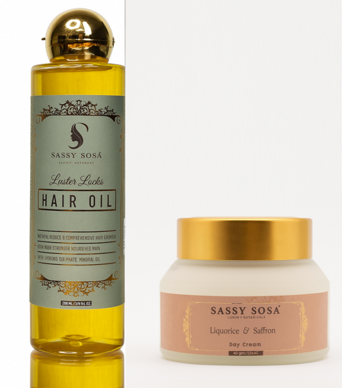 Combo of  Luster Locks Hair Oil & Liquorice & Saffron Day Cream